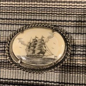 Vintage sailboat brooch